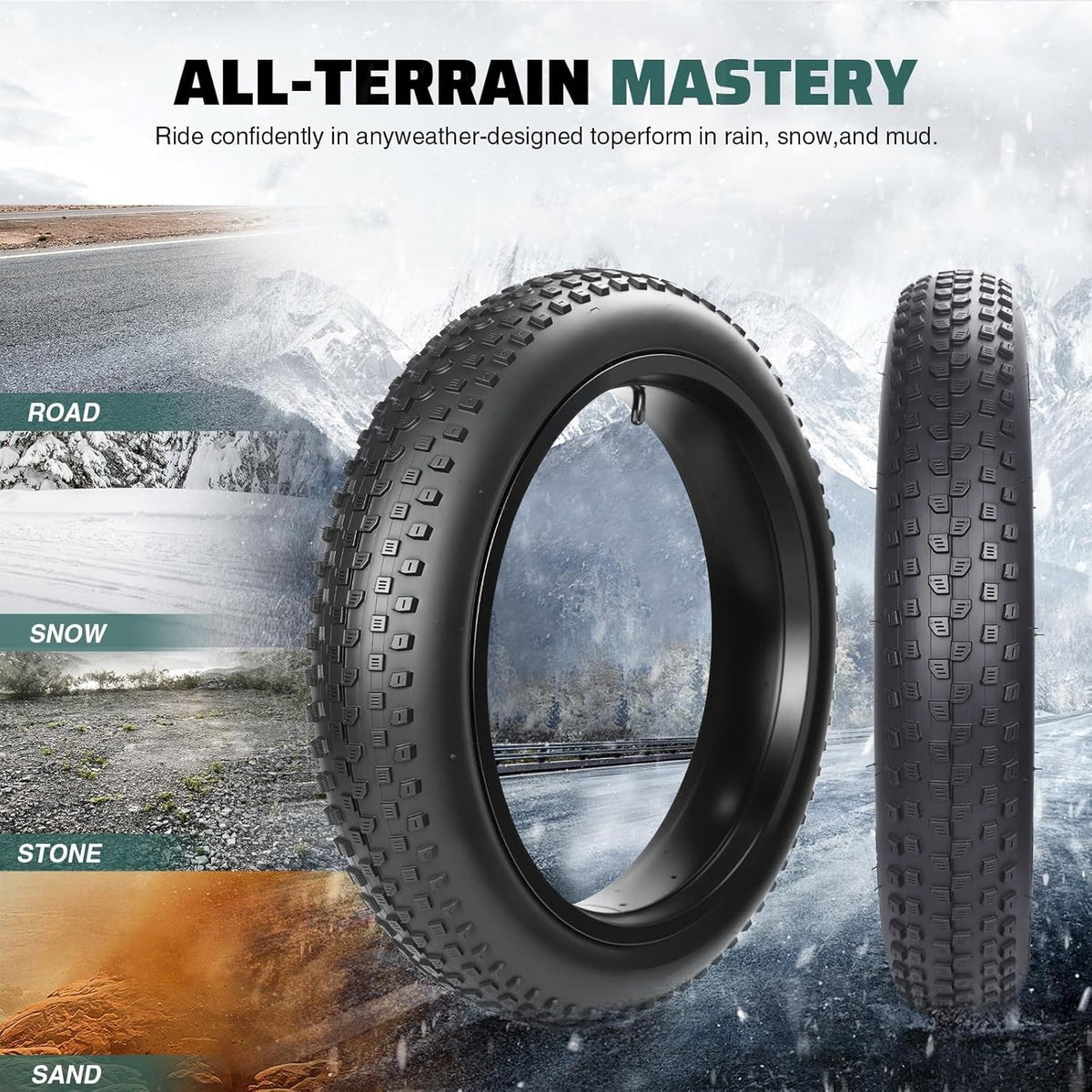 20x3.0 Inch E-Bike Tire - Anti-Puncture Fatbike Tire for Mountain & City Bikes