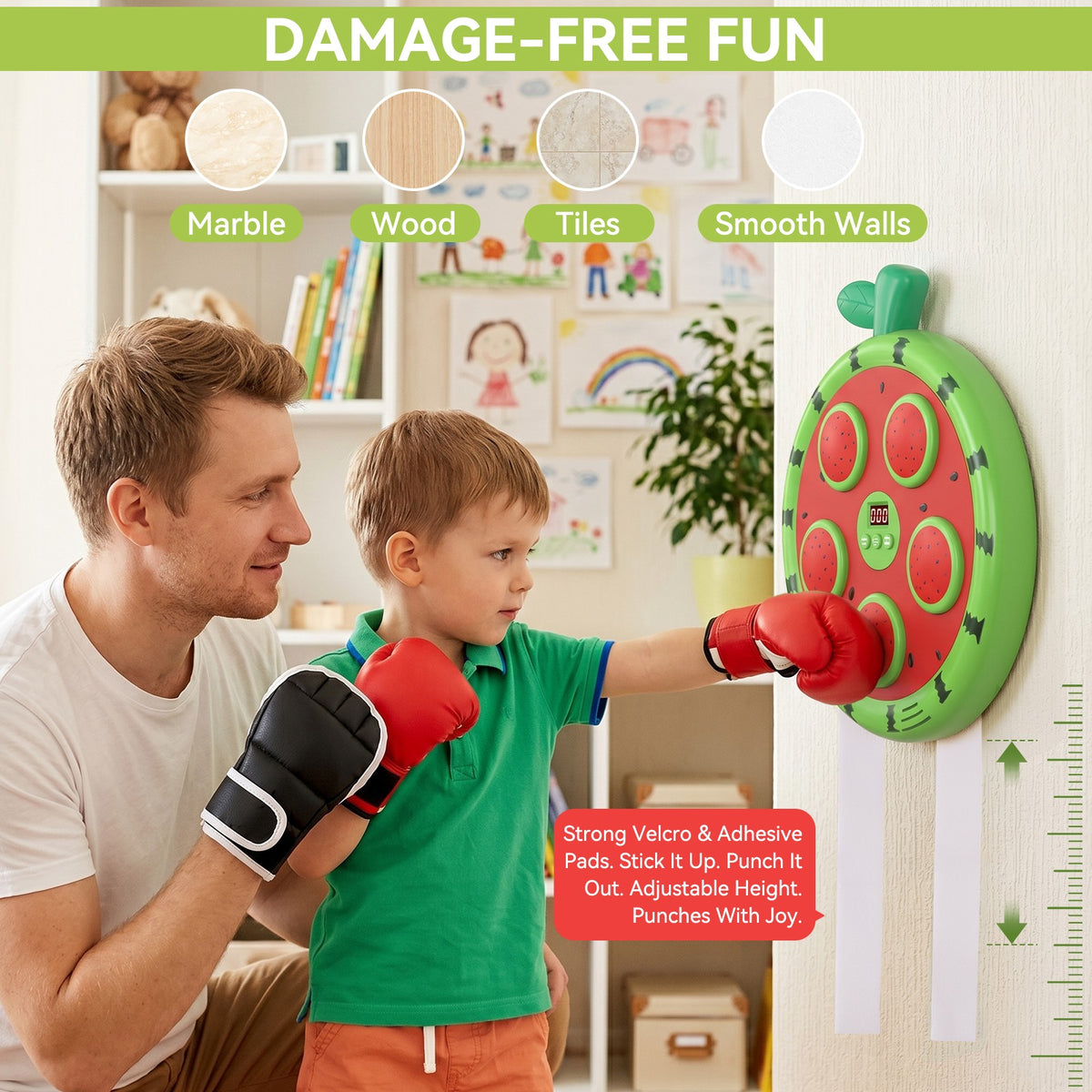 Kids Smart Boxing Machine with Bluetooth Music Wall Mount - Watermelon Shape