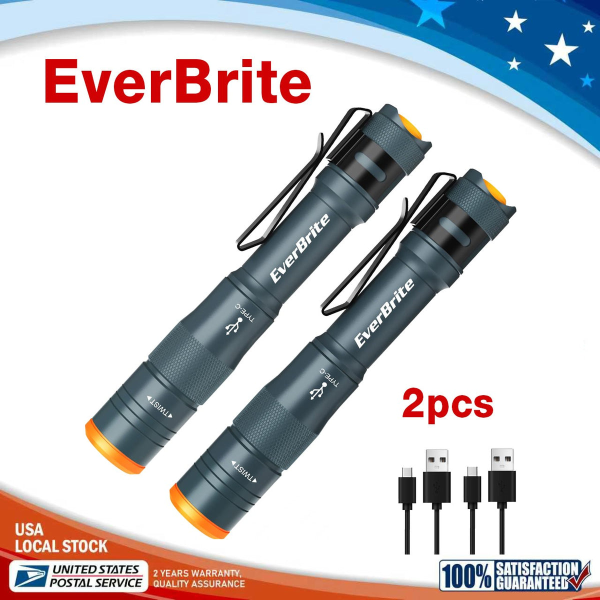 Rechargeable Mini Pen Light Flashlight with 4 Modes, Compact Portable LED Torch