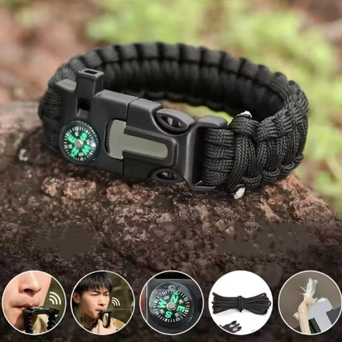 Survival Paracord Bracelet with Flint, Compass & Multi-Tool Outdoor Gear