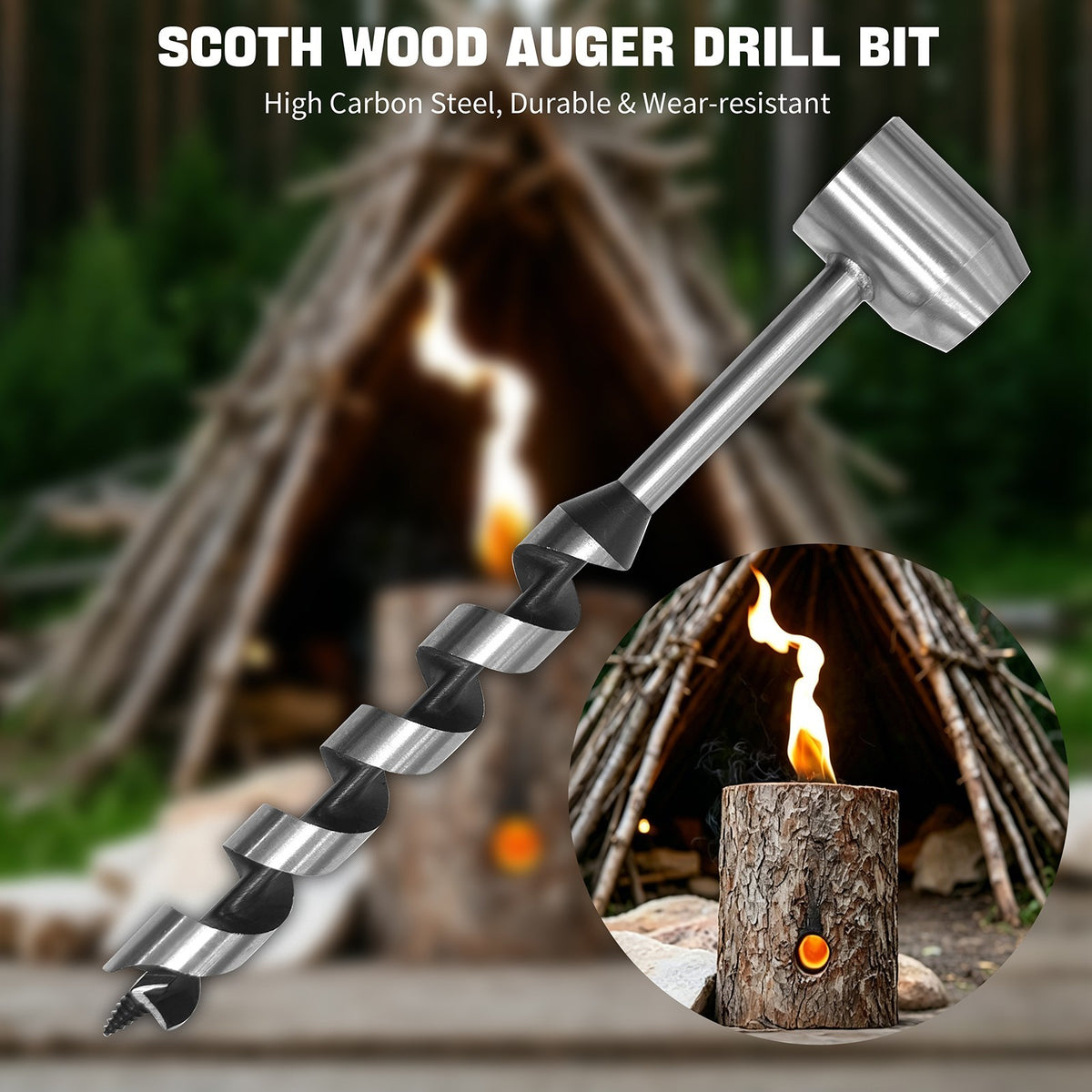 1-Inch Wood Auger Drill Bit for Hand Drilling Bushcraft & Survival