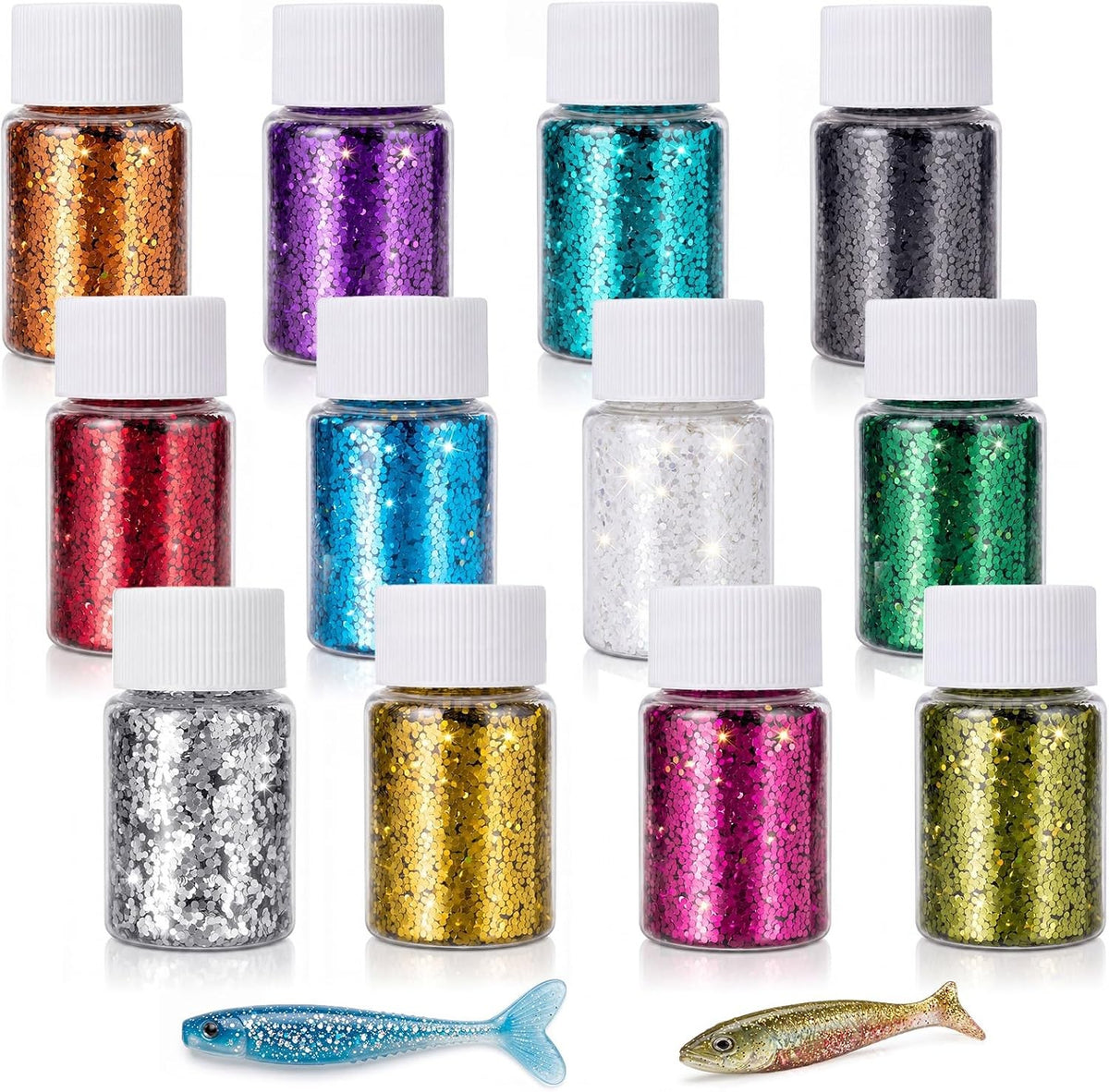 12 Colors Glitter Flakes for Lure Making - Fishing Tackle Embellishments