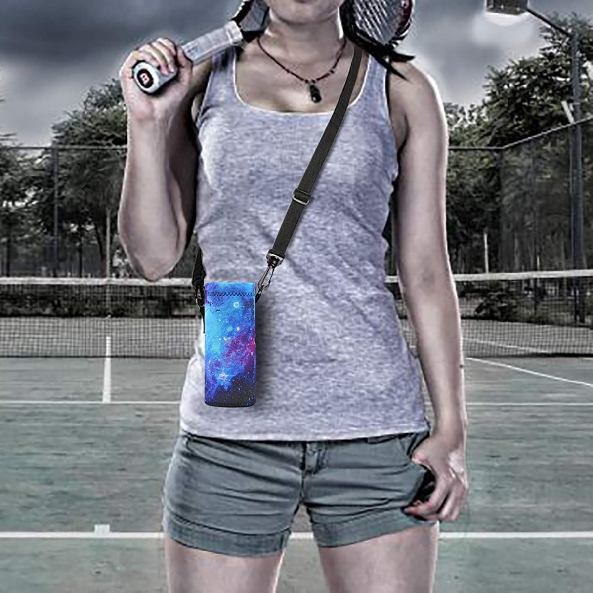 Insulated Water Bottle Carrier Bag with Adjustable Shoulder Strap - Neoprene