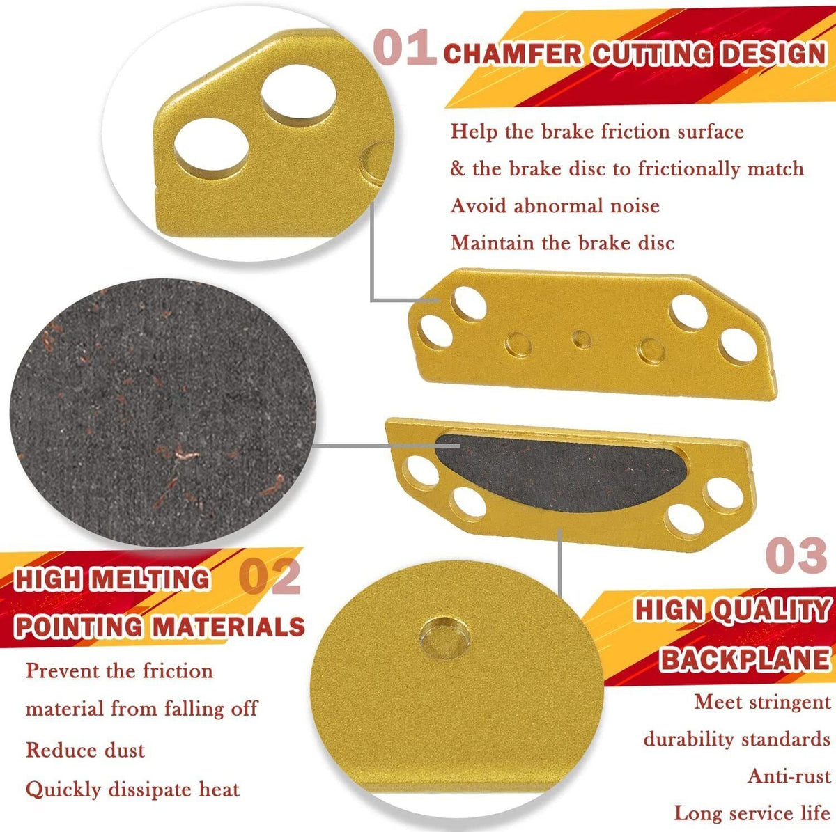 Parking Brake Pad Kit for Polaris Ranger 2005-2015 with Ceramics Compound