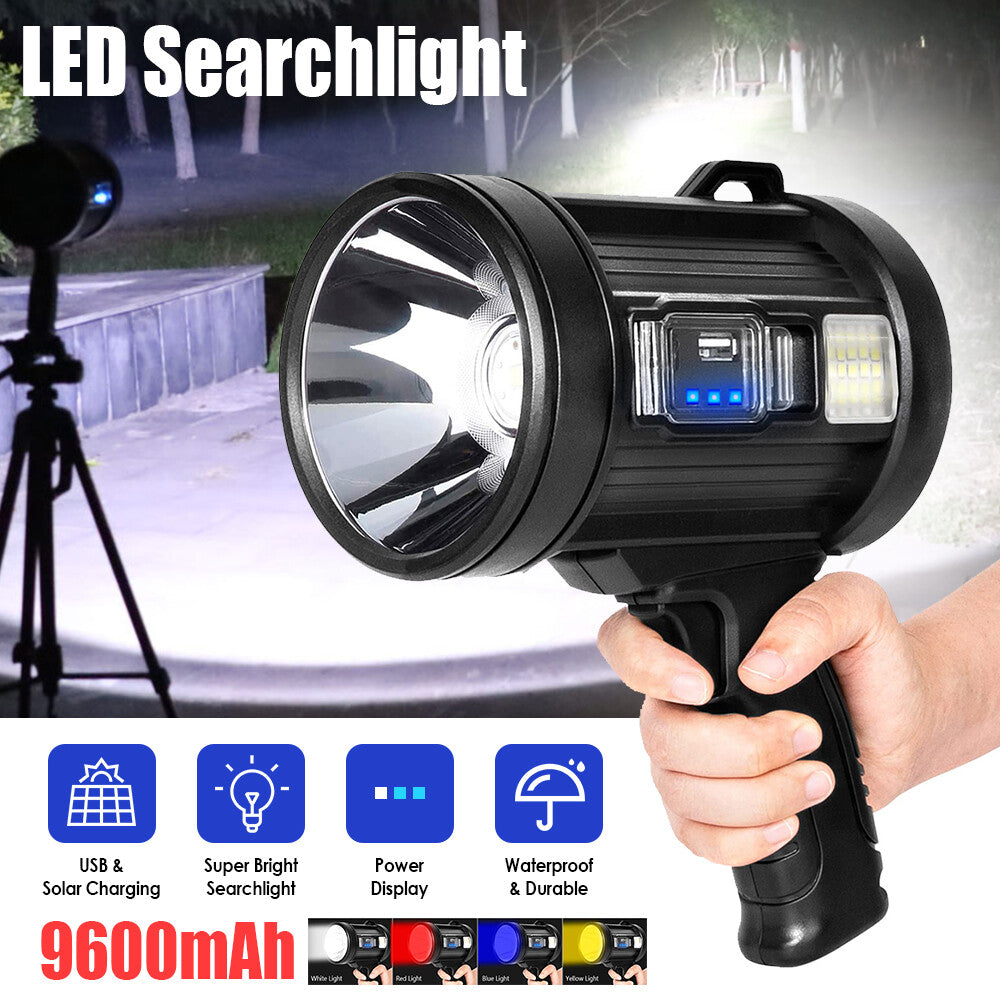 Super Bright LED Searchlight with 200000 Lumens, Handheld Camping Spotlight