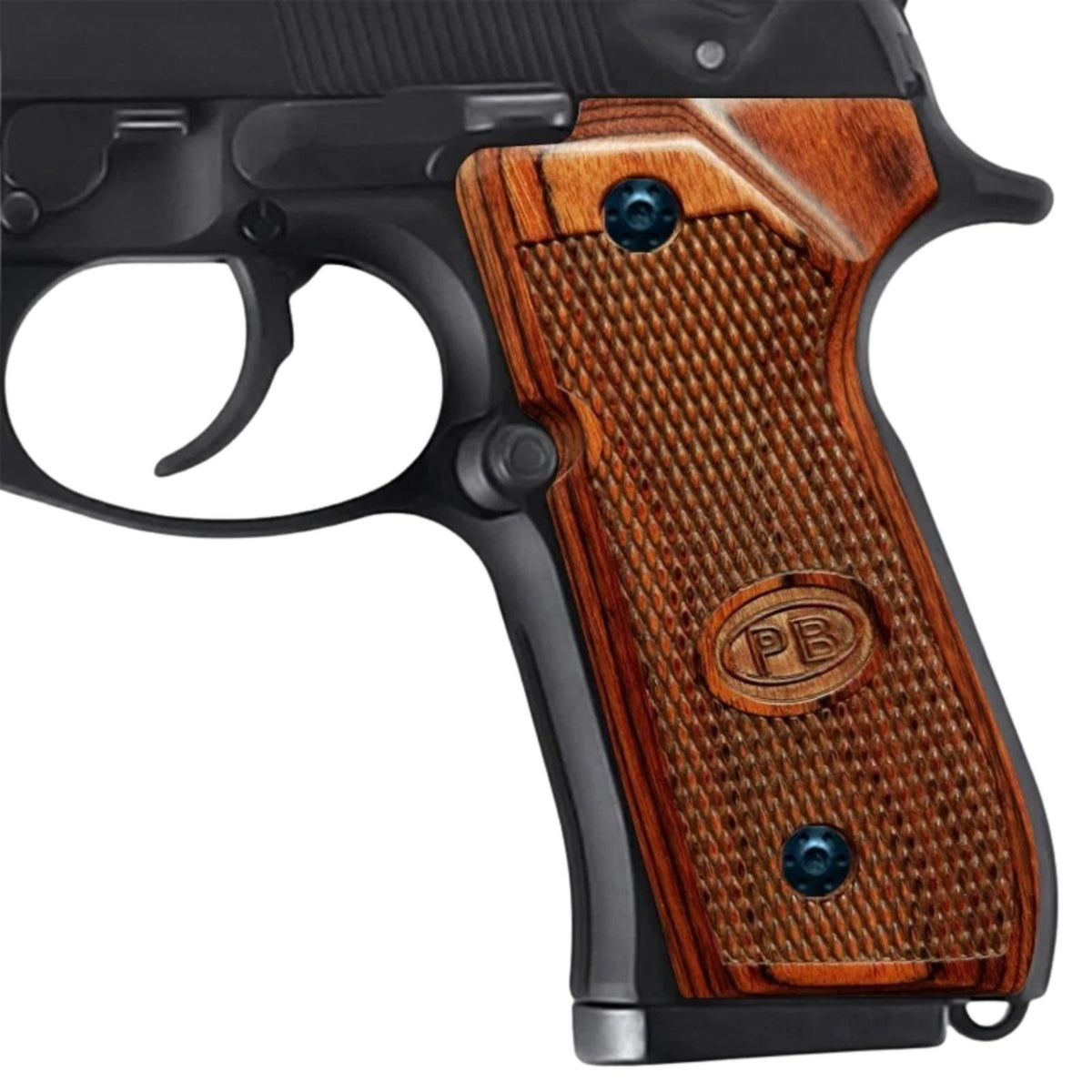 Beretta 92/96 Full Size Rosewood Checkered Pistol Grip Set with Screws