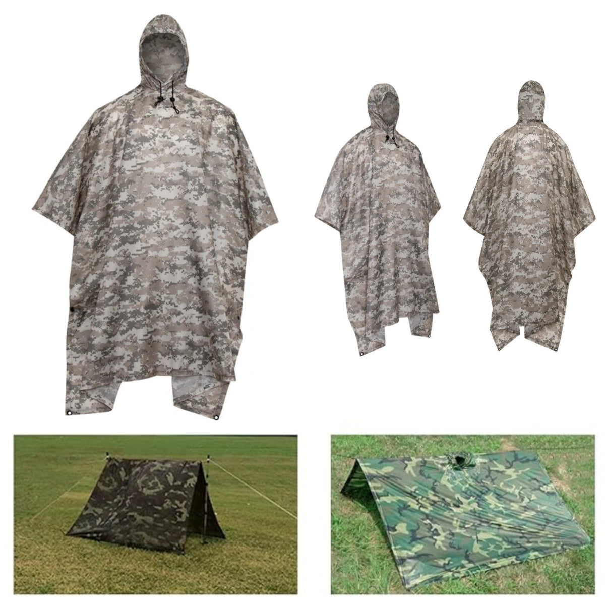 Waterproof Military G.I. Style Poncho Tent Shelter ACU Digital Camo
