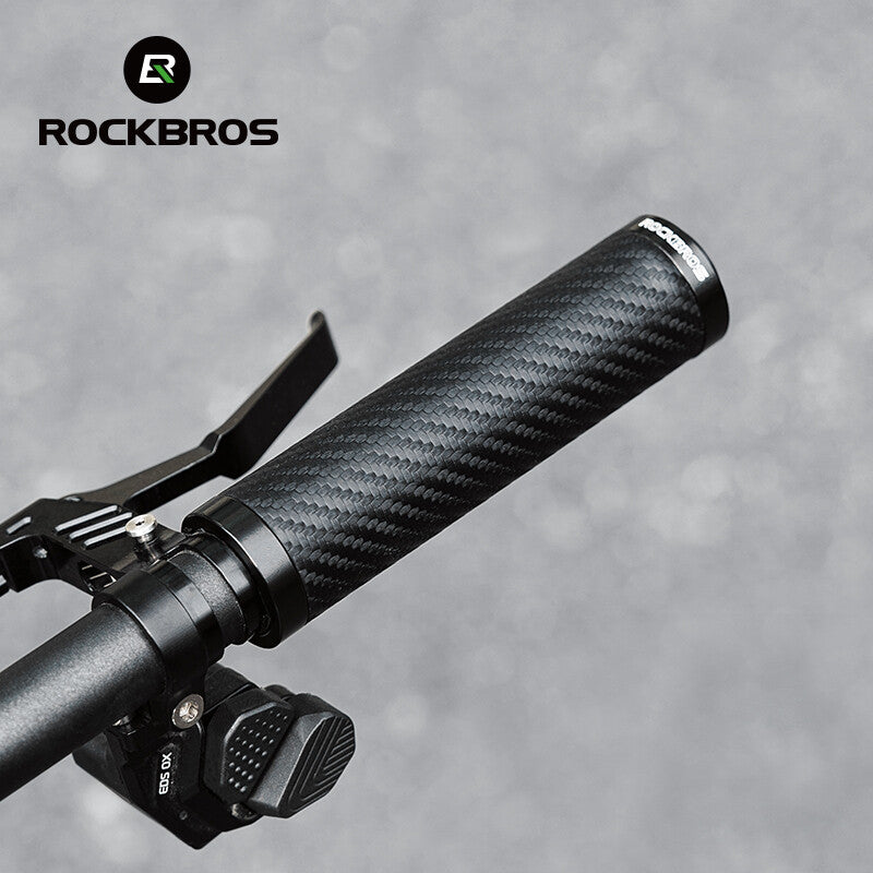 Bike Handlebar Grips Leather Ergonomic Waterproof for Cycling - Black