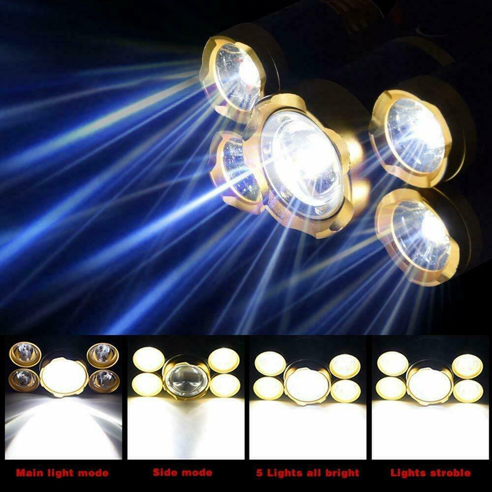 Super-Bright 5-LED Headlamp Headlight Flashlight with Adjustable Focus