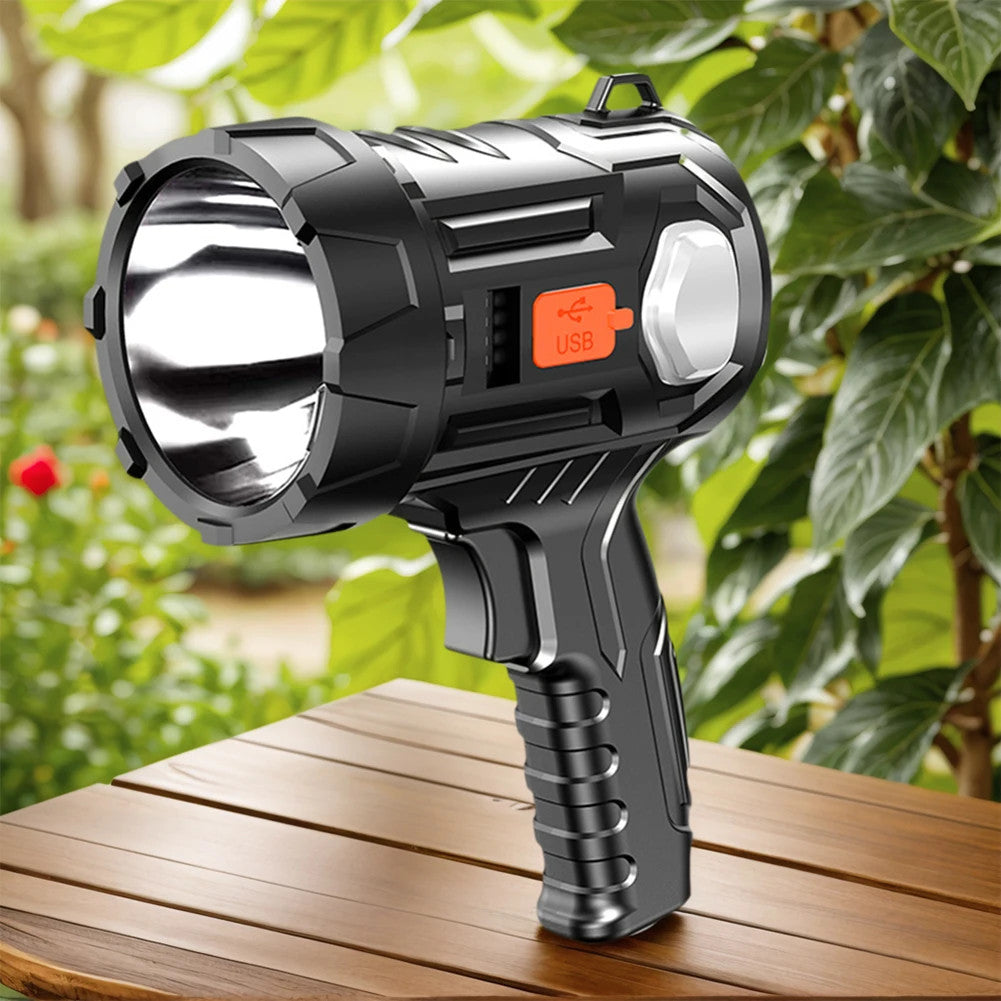 Rechargeable LED Spotlight Flashlight 2-Pack - Solar & USB Powered, Waterproof, Long Range
