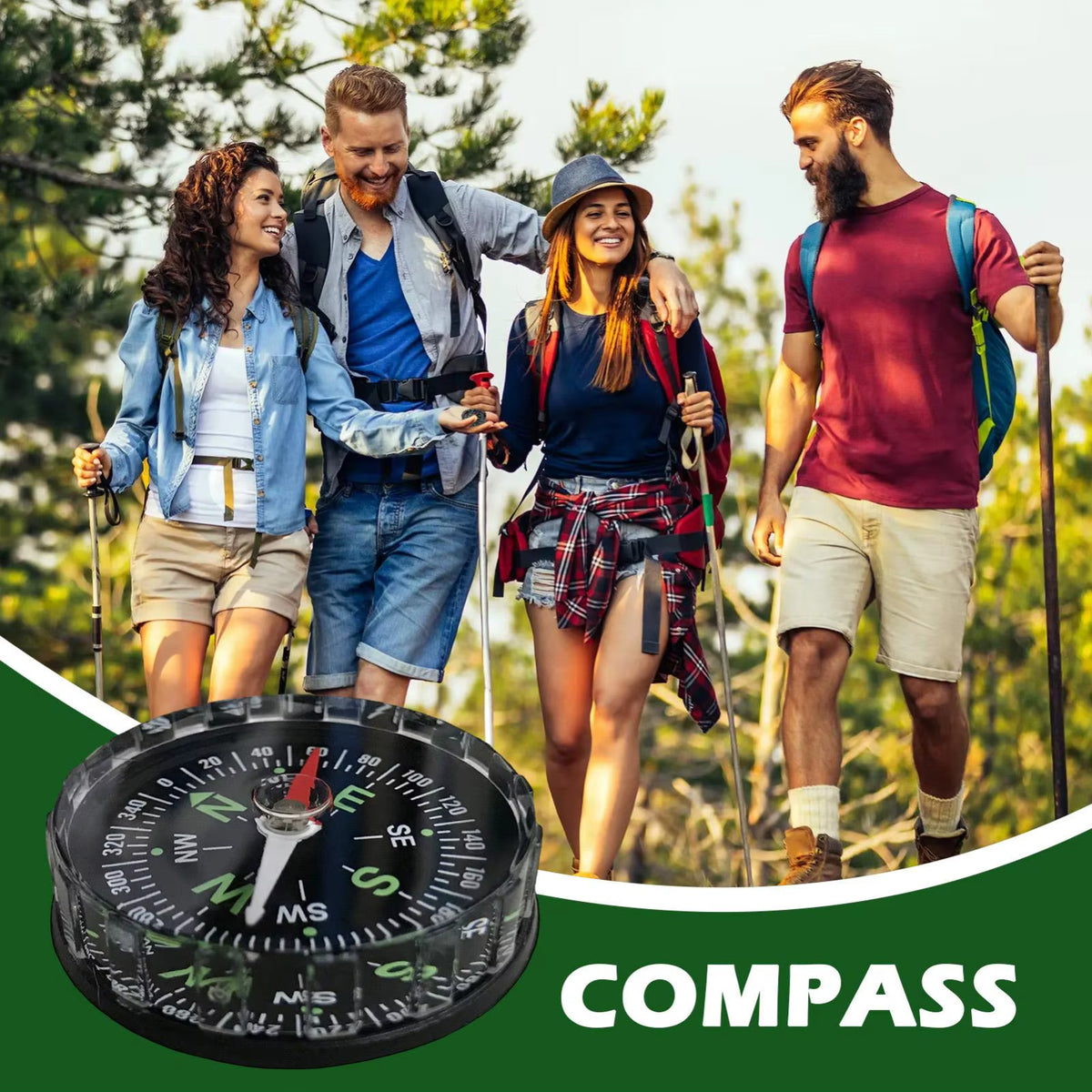 Waterproof Hiking Compass Multifunctional Navigation Survival Mountaineering Tool