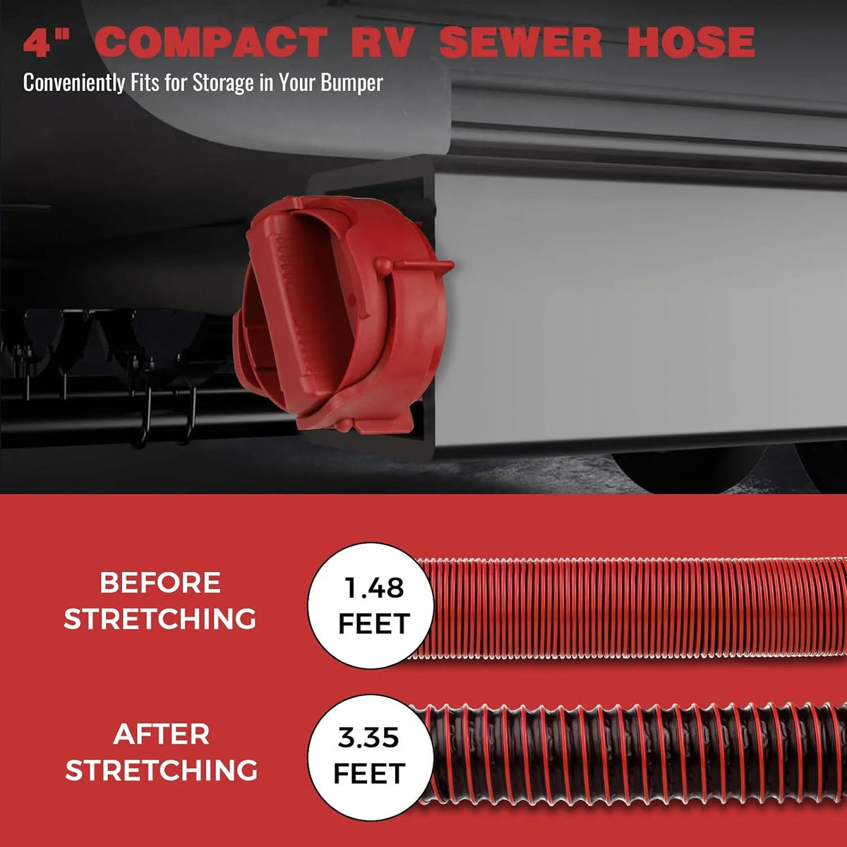 3 Ft RV Sewer Hose Kit with Leak-Proof Fittings, 90° Clear Elbow & Accessories