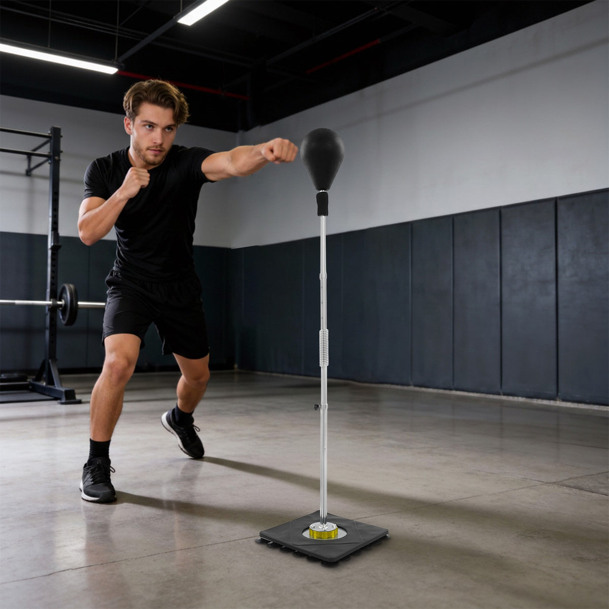 Adjustable Black Boxing Punching Bag with Suction Cup Base for Home Gym