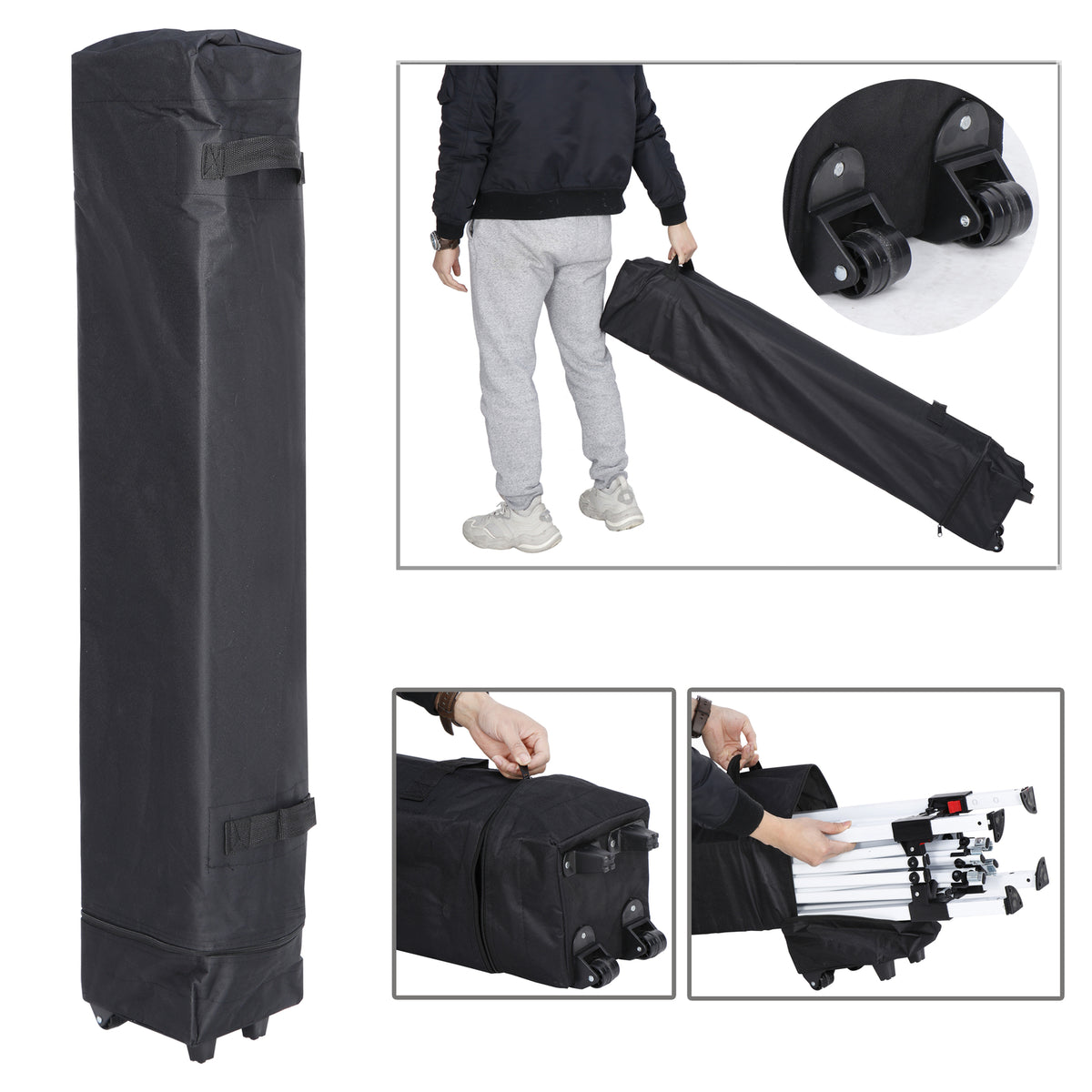 10x10 Pop Up Canopy Tent with Adjustable Height & Wheeled Carry Bag