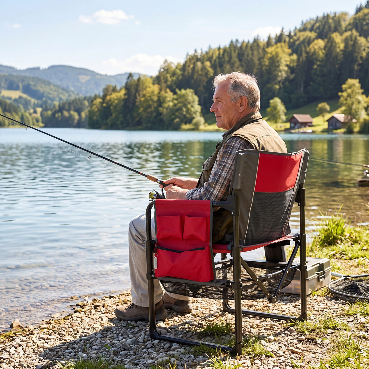 Heavy Duty Outdoor Camping Chair with Cup Holder & Side Pocket