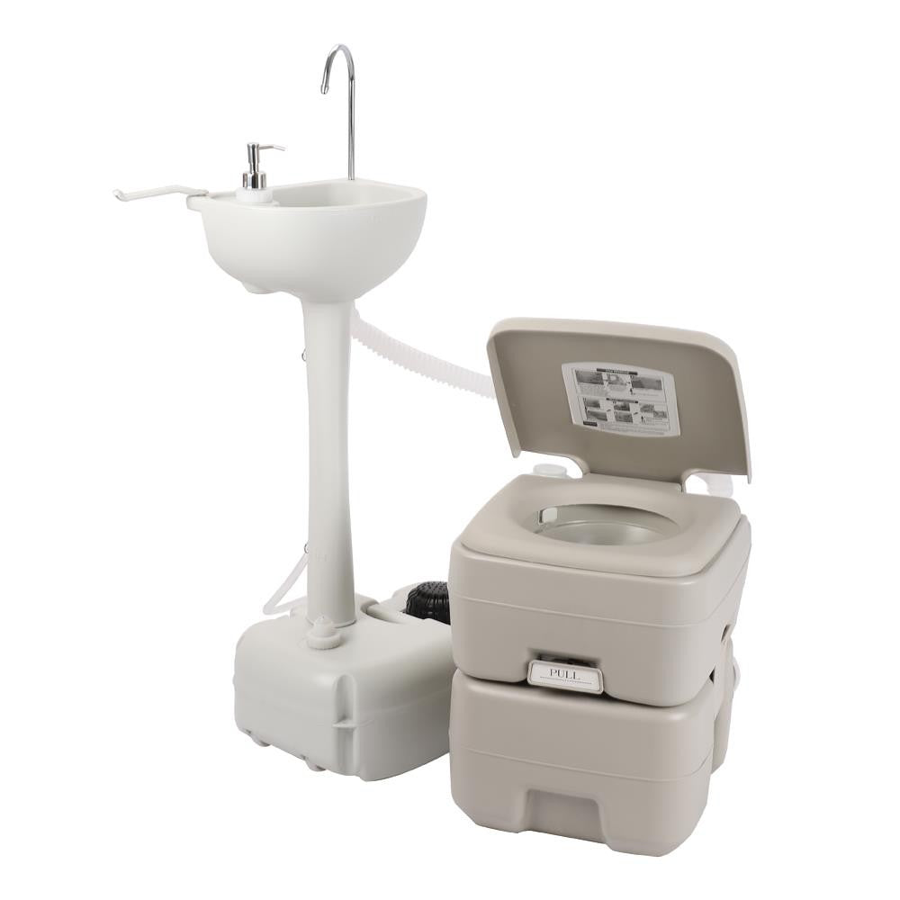 Portable Hand Wash Sink and 20L Camping Toilet for Outdoor Events
