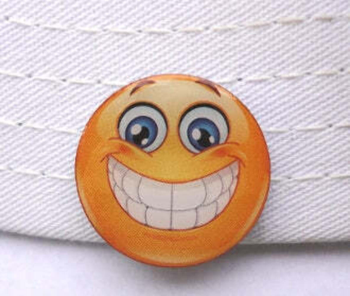 Golf Ball Marker with Smiley Face - Happy Golf Accessory, 1 Inch