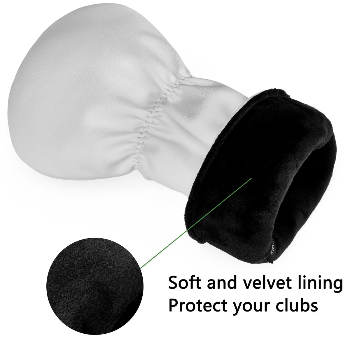 Golf Club Fairway Wood Head Cover PU Leather 3 White Protector