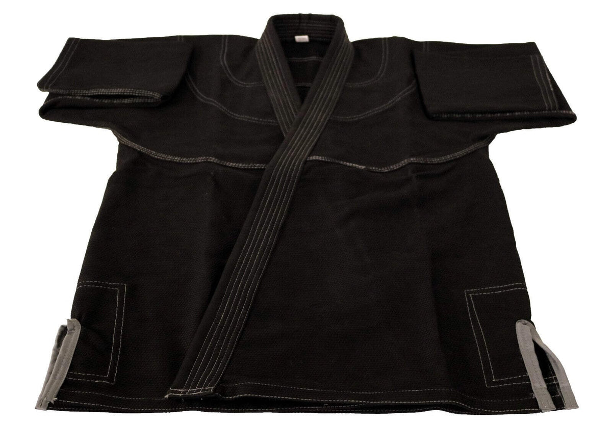 Brazilian Jiu Jitsu Gi Uniform Set with Free Belt - Black and Gray