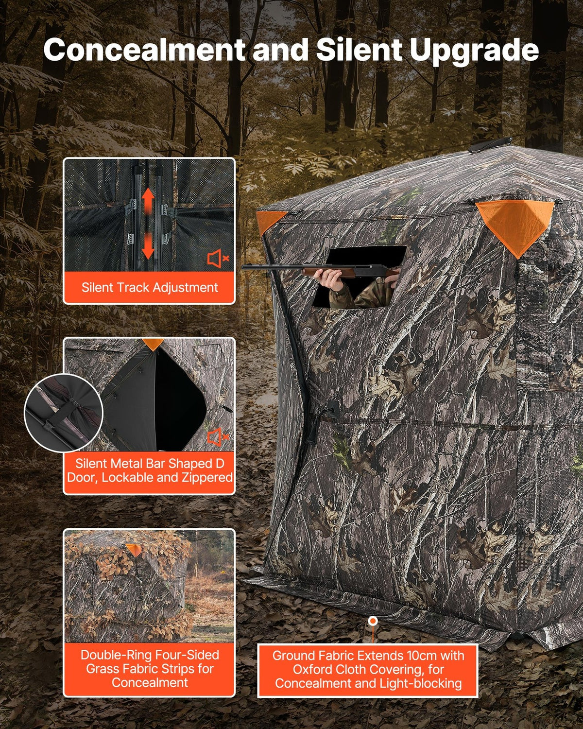 270° See-Through Hunting Blind for 1-3 People - Ground Concealment Shelter