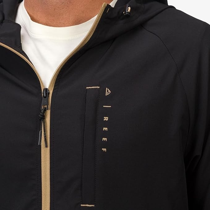 Men's Lightweight Shell Jacket with Hood - Caviar Large
