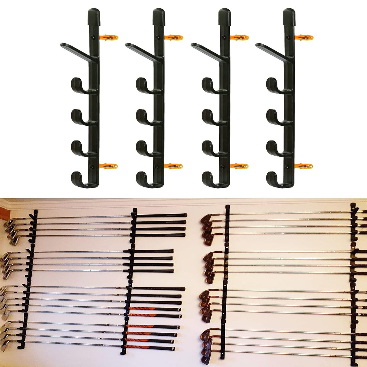 Wall Mount Golf Club Storage Rack Organizer - Holds Up to 10 Clubs