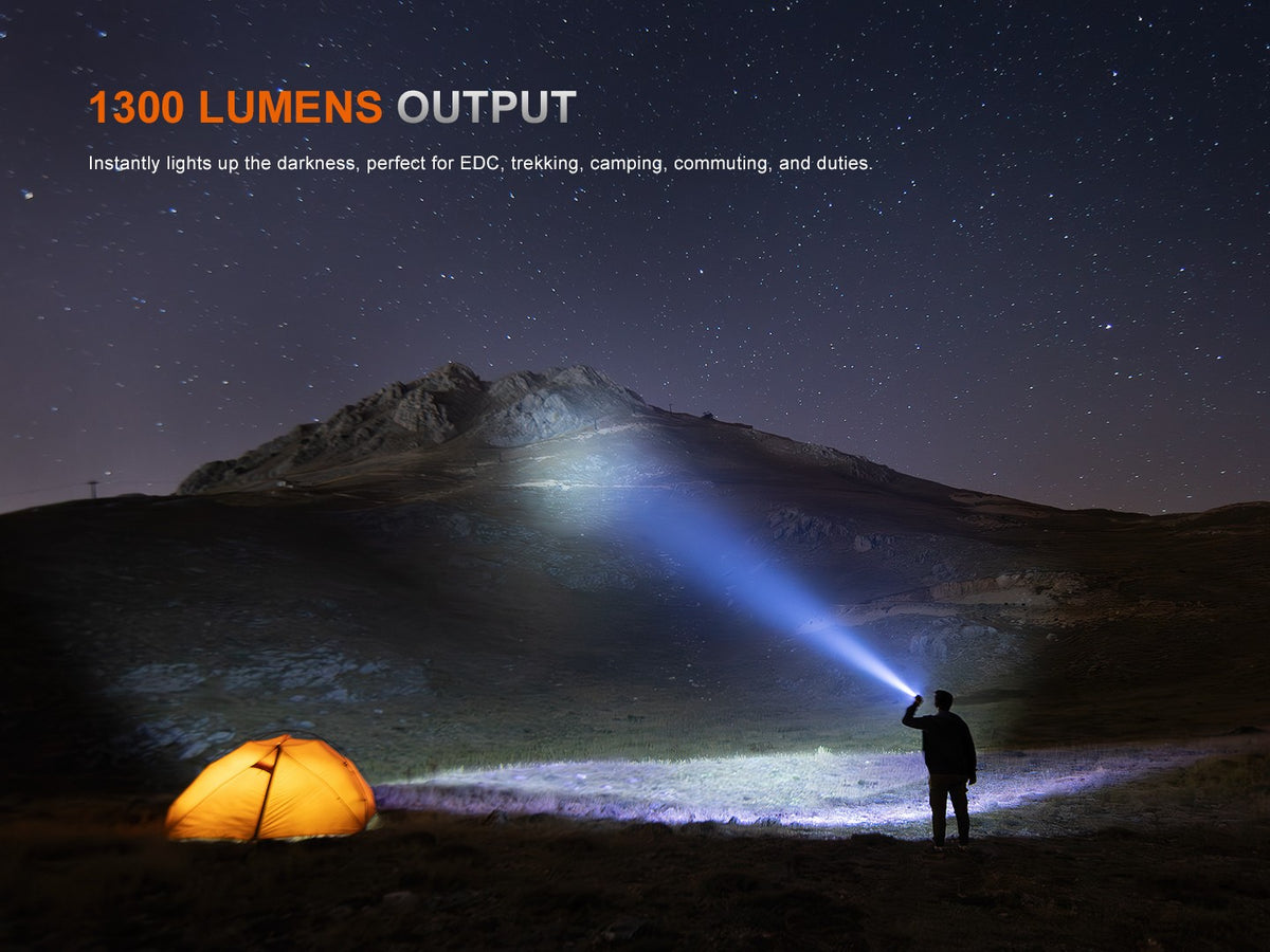 Rechargeable LED EDC Flashlight 1300 Lumens Compact Portable
