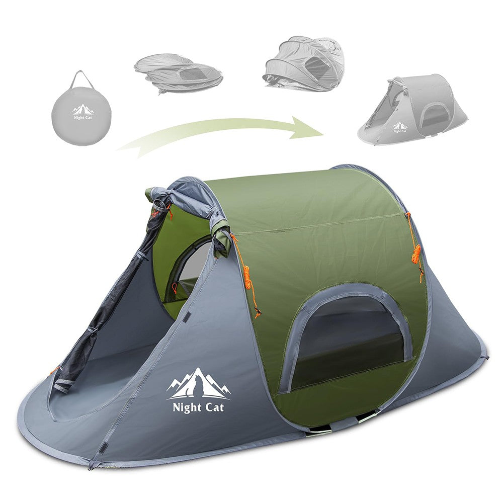 6-Person Camping Tent with Rainfly Mesh Windows Large Door Ground Stakes