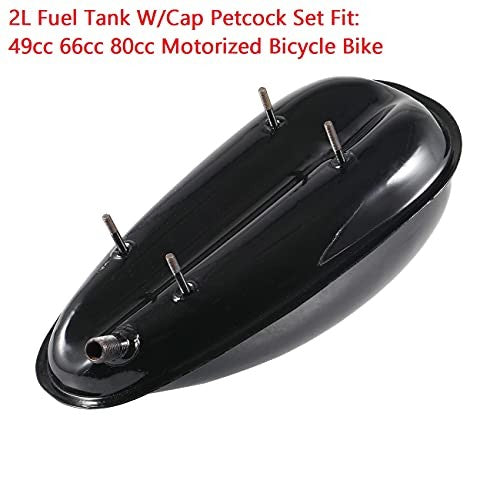 2L Motorcycle Fuel Tank with Cap and Petcock Fits 49cc 66cc 80cc Engines