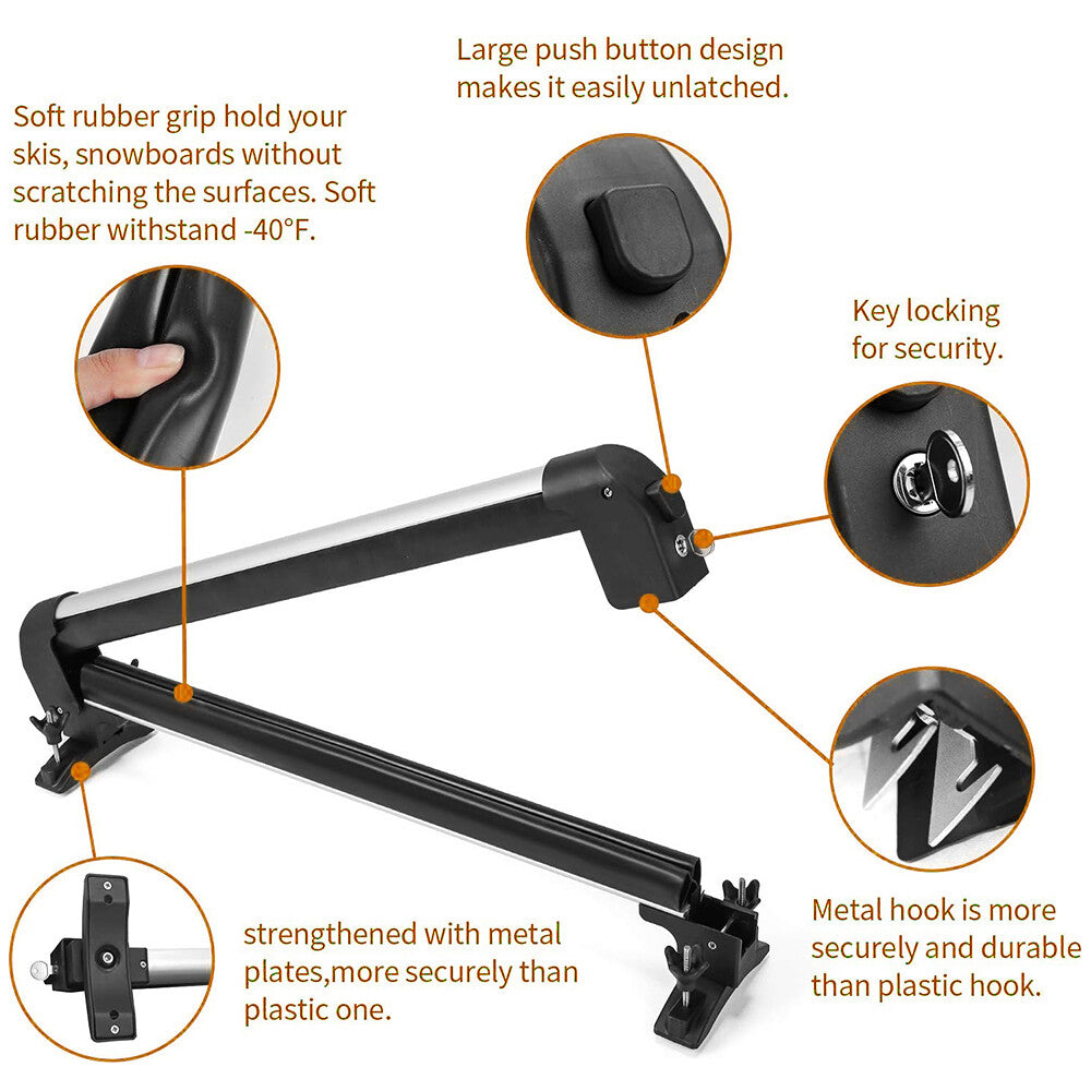 Roof Rack Cross Bar for Snowboard Ski Carriers with Lock - Fits Subaru WRX