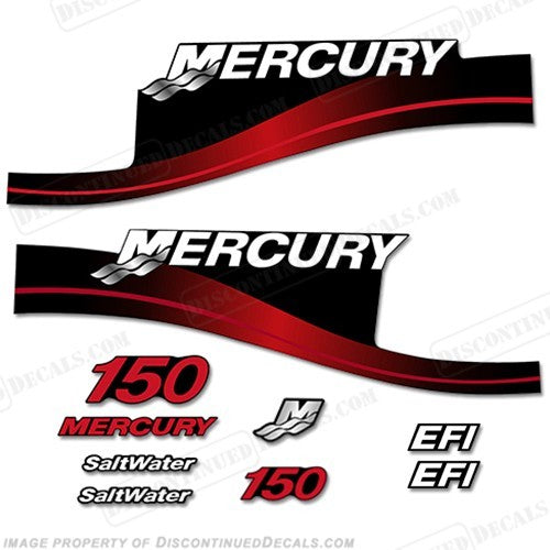 Mercury 150hp Outboard Decal Kit - Blue or Red Saltwater Series