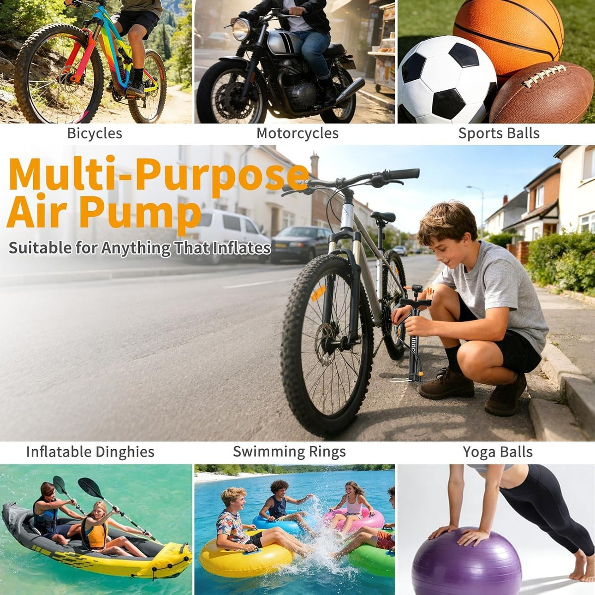 Bike Floor Pump 160 Psi with Gauge - High Pressure Bicycle Pump for All Bikes