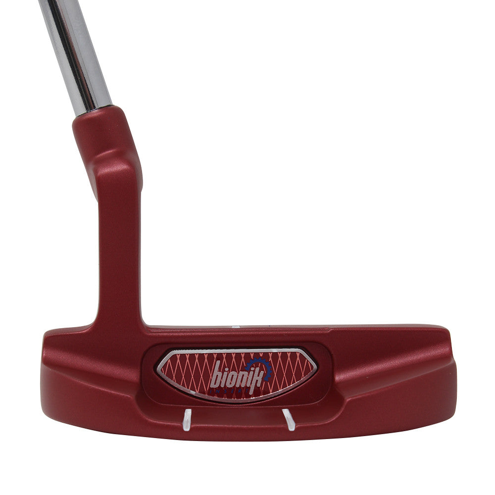 Senior Men's 35 Inch Red Semi Mallet Golf Putter - Tour-Weighted, High Alignment