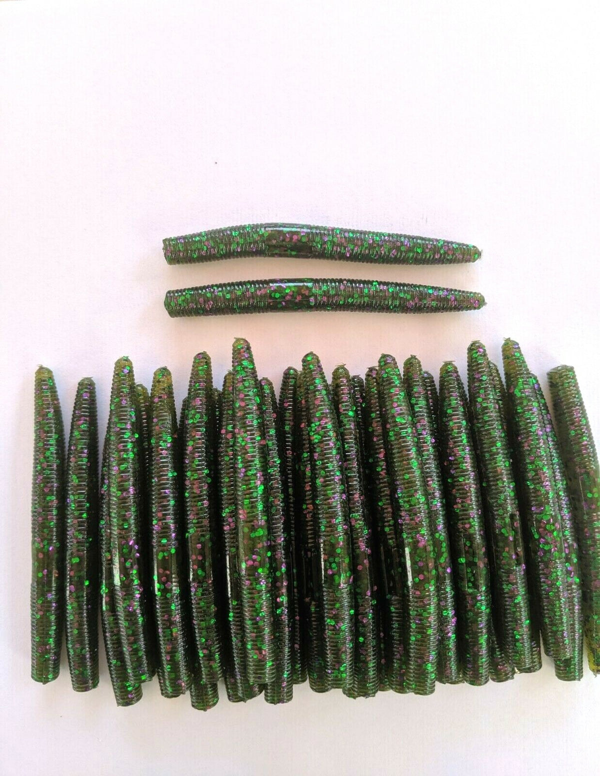 50 Pack Watermelon Candy Soft Plastic Worms for Bass Fishing - Senko Style USA Made
