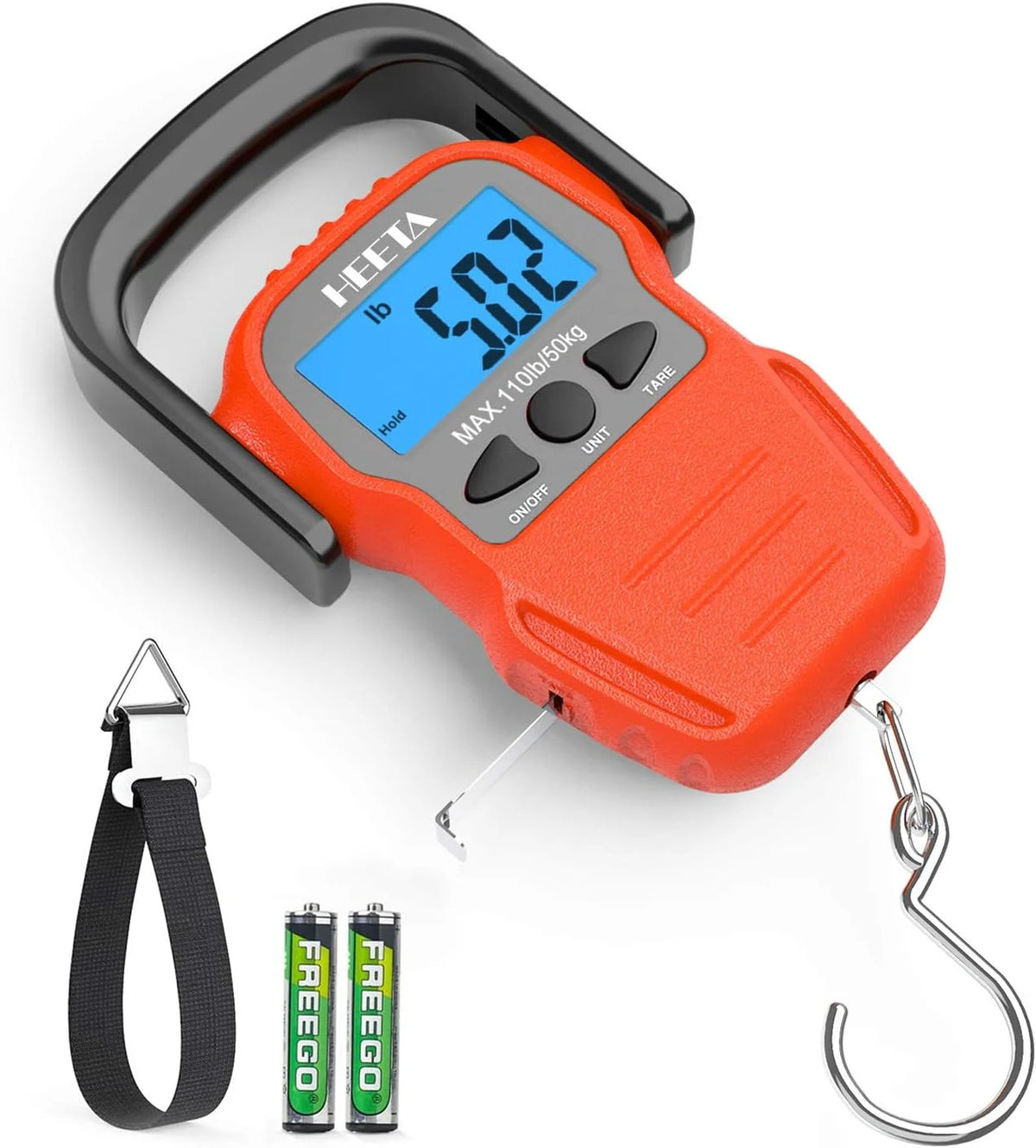 Digital Fish Scale with Backlit LCD Display 110lb/50kg Portable Hanging Weighing Tool