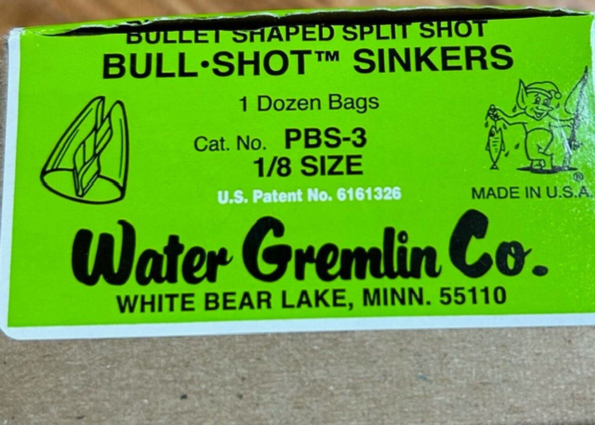 Water Gremlin Bullet Shaped 1/8 Split-Shot Sinkers - 12 Pack