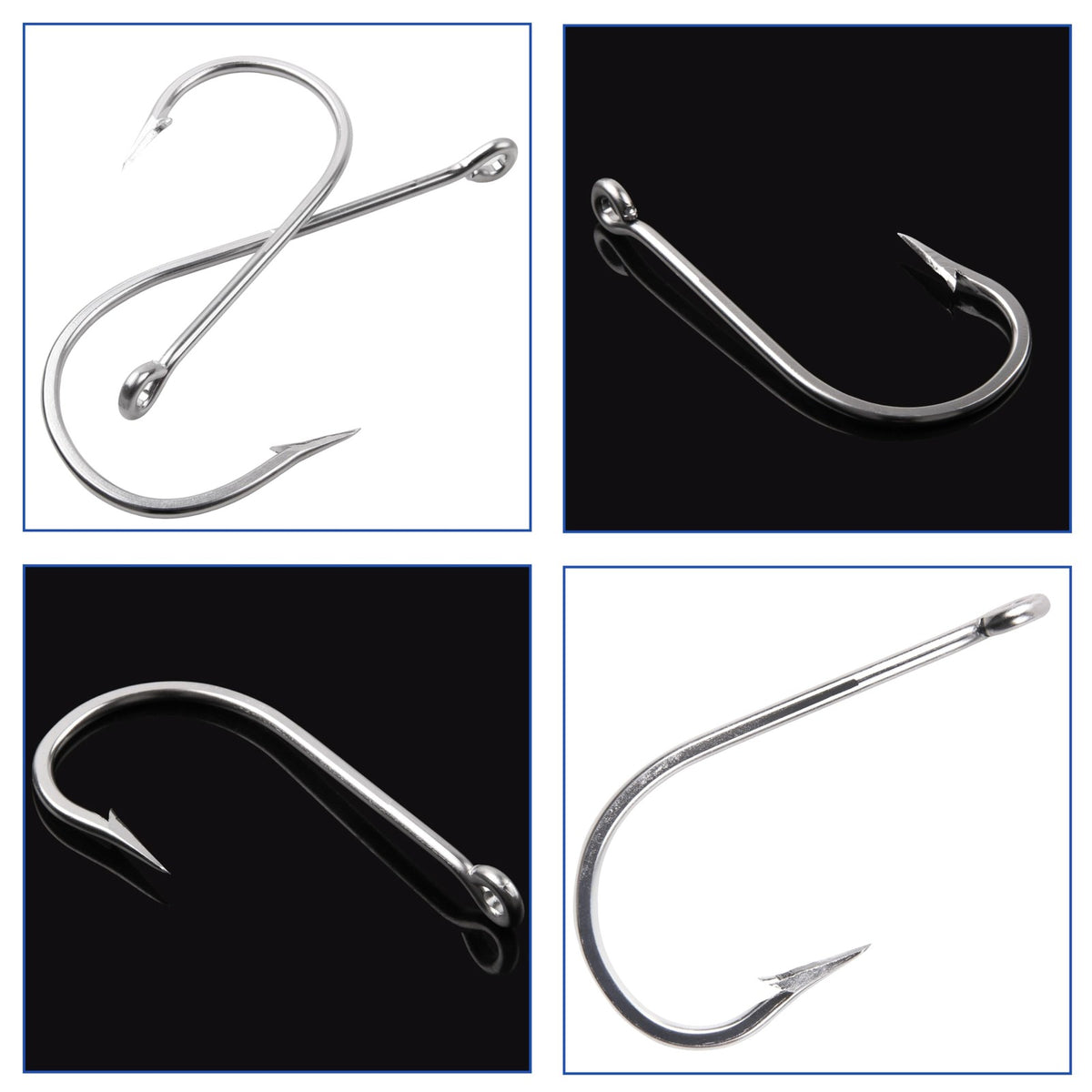 Big Game Stainless Steel Shark and Alligator Hooks - Saltwater Fishing Tackle Set