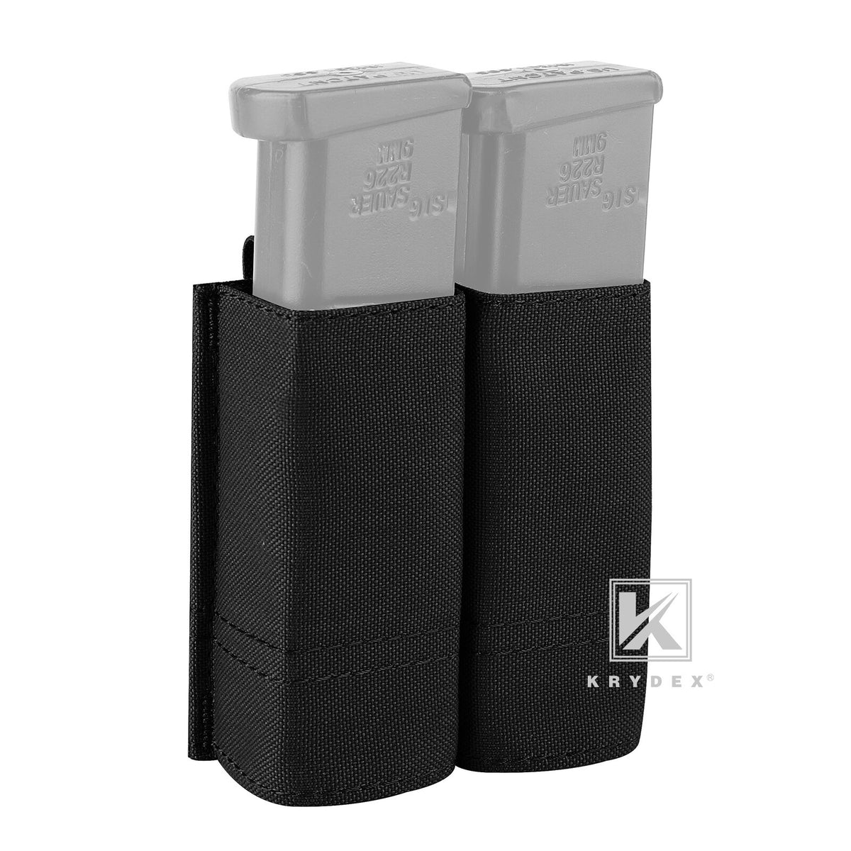 Tactical 9mm Pistol Magazine Pouch Double Mag Holder MOLLE Duty Belt Accessory