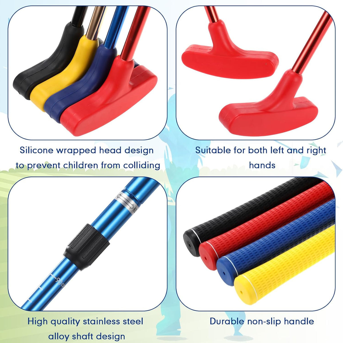 Golf Putter Set with 4 Balls - Two-Way Mini Golf Clubs for Men & Women