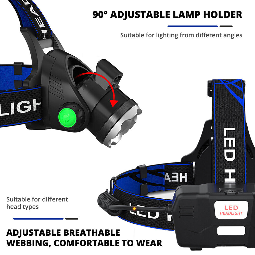 25000LM Rechargeable LED Headlamp Waterproof Head Torch for Outdoor Activities