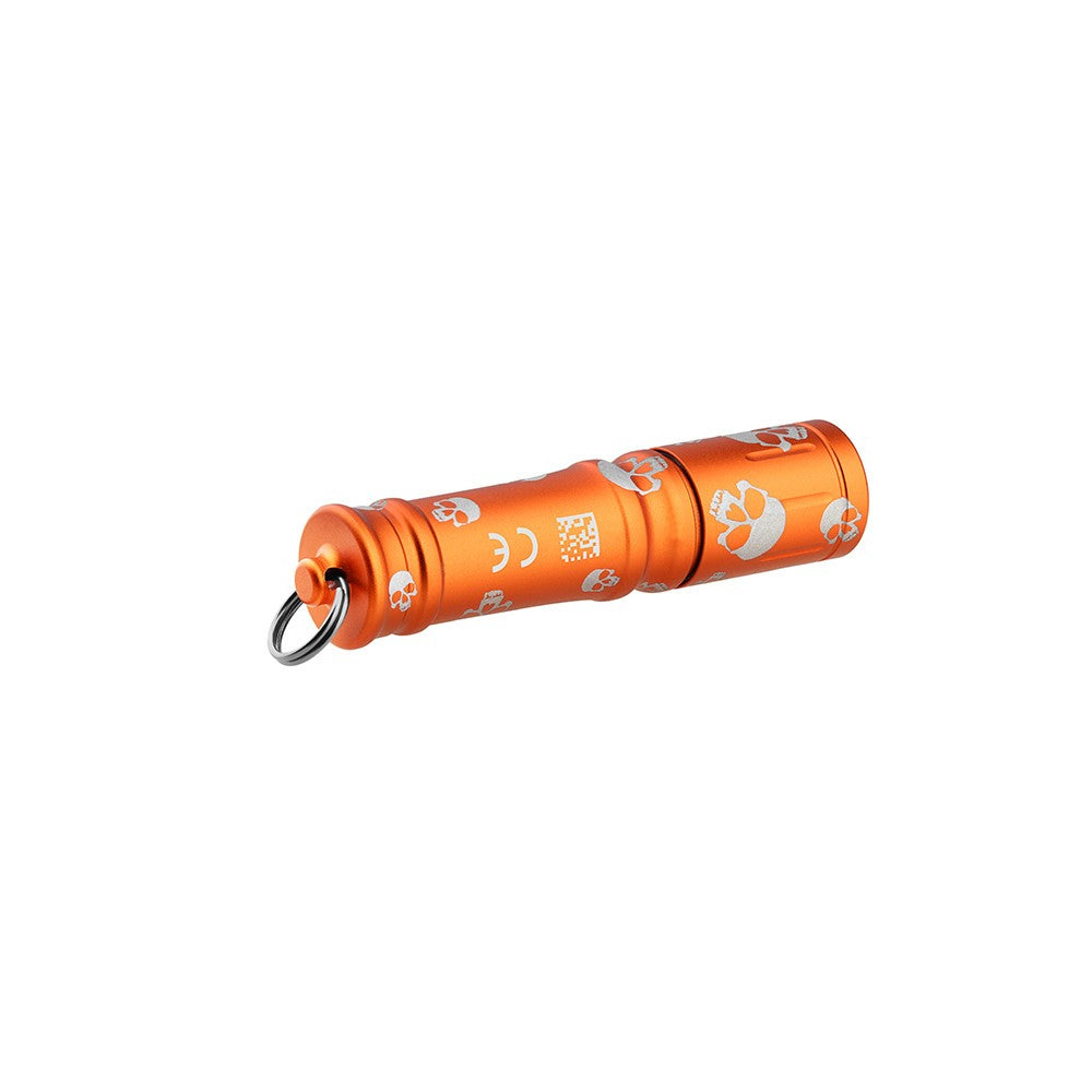 Waterproof Orange Skull Keychain Flashlight - 90 Lumens, Compact LED
