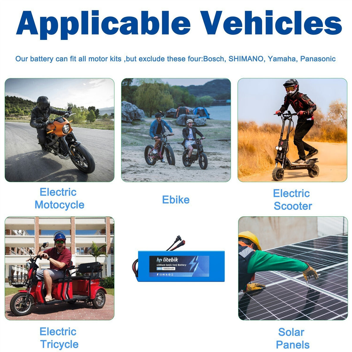 48V Lithium E-Bike Battery with 30A BMS for Electric Bicycle Scooter 1500W