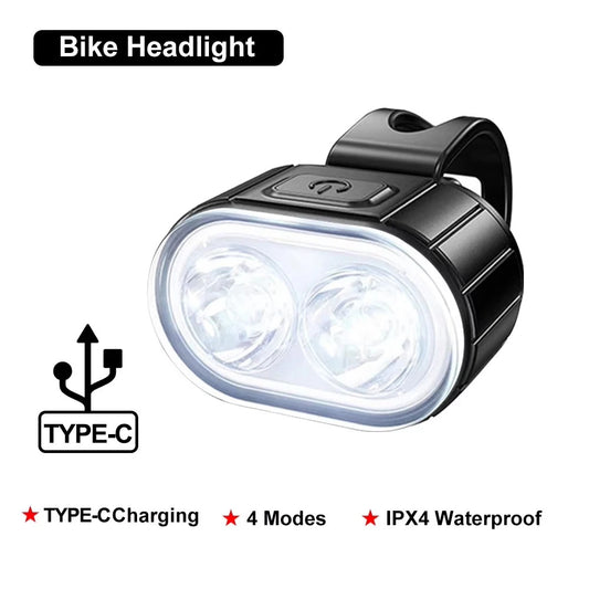 USB Rechargeable Waterproof Bicycle Lights Set - Front & Rear Safety Lamp