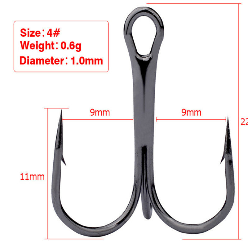 50PCS Treble Fishing Hooks Assortment Set with Storage Box - Size #2-#10