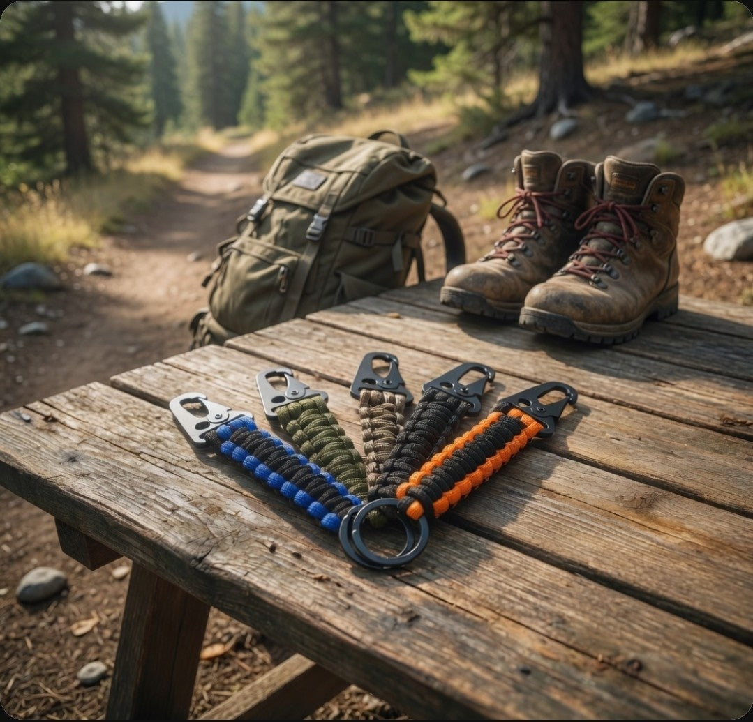 Tactical Paracord Keychain with HK Clip - Rugged EDC Key Fob and Lanyard