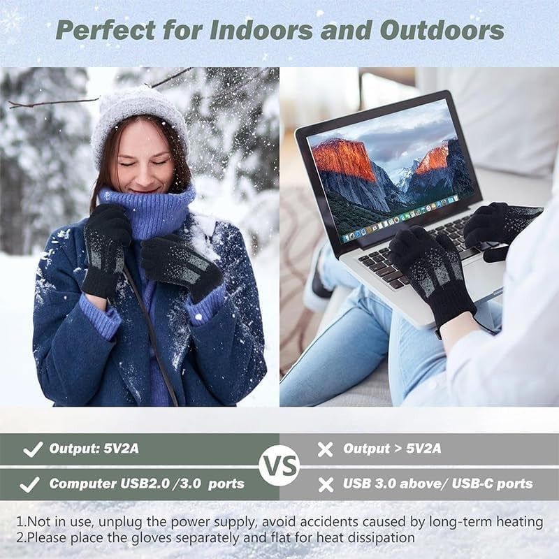 Rechargeable Heated Gloves for Winter Outdoor Activities - Windproof, Touchscreen Compatible