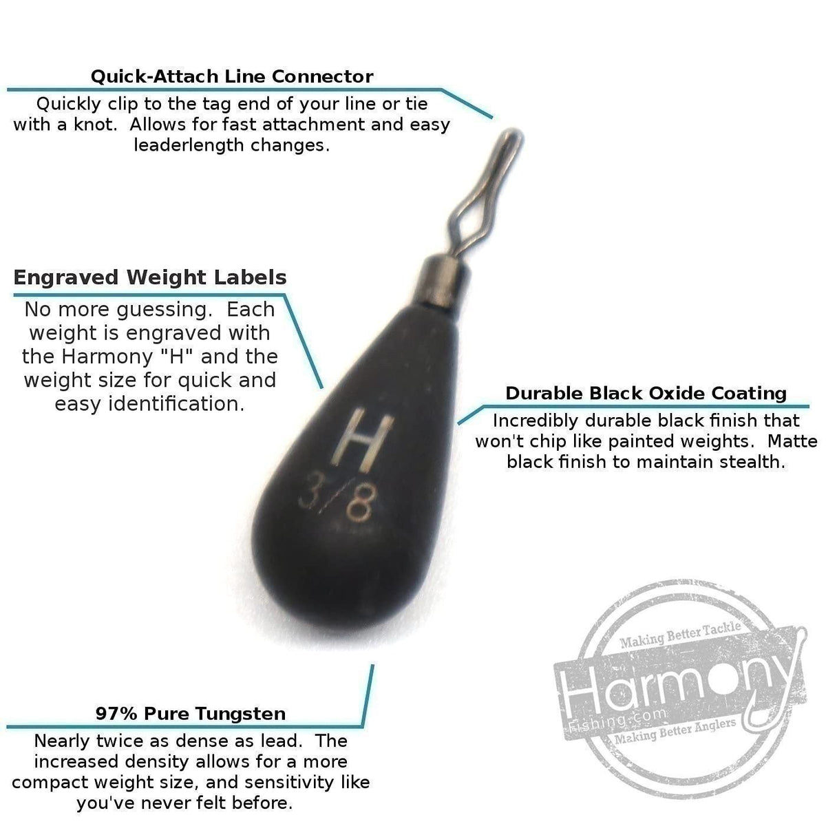 Tungsten DropShot Weights - Chip-Proof Teardrop Fishing Weights