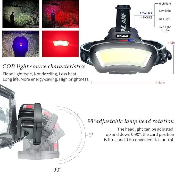 USB Rechargeable LED Headlamp 2000 Lumens for Car Maintenance & Work