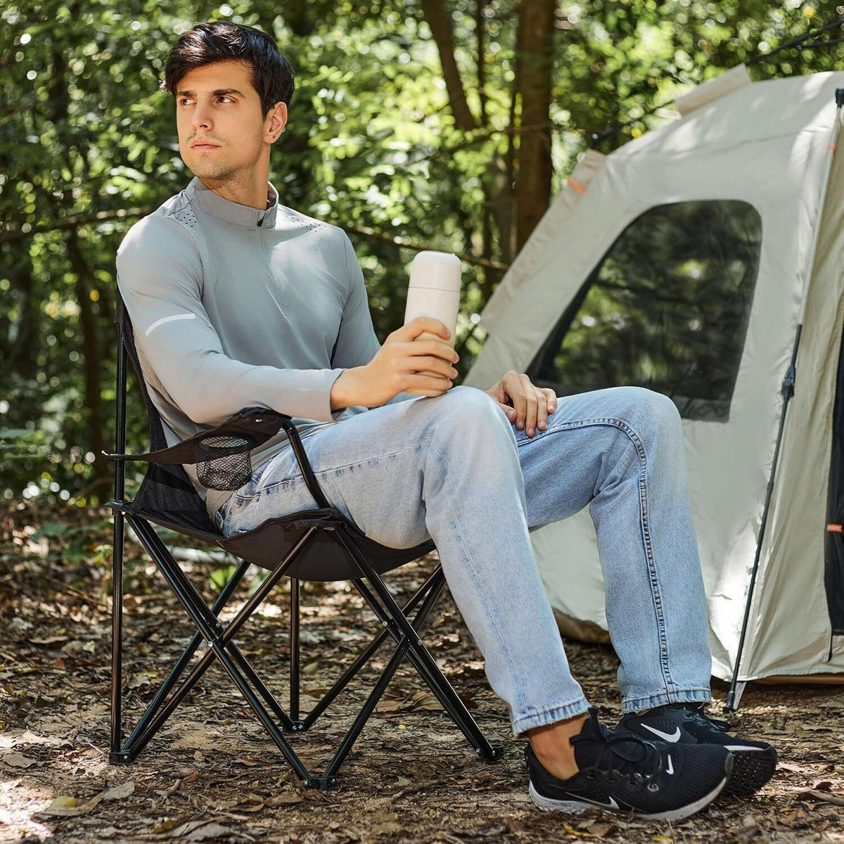 Heavy Duty Portable Folding Camping & Beach Chair with Cup Holder