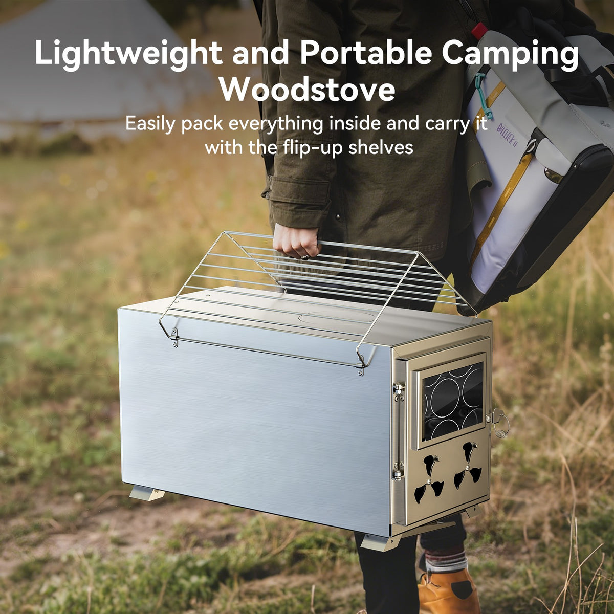 Portable Stainless Steel Tent Stove for Camping, Wood Burning & Heating
